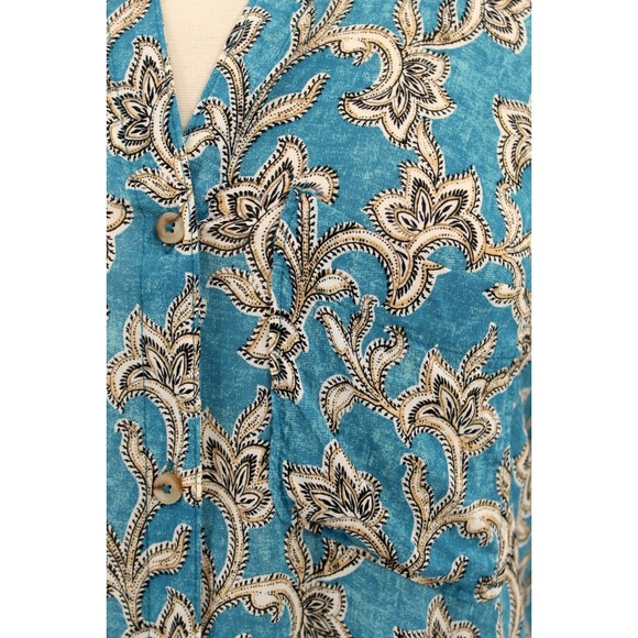 Anthropologie Pilcro Leilani Button Down Tunic Top XS Teal Paisley - Picture 7 of 15